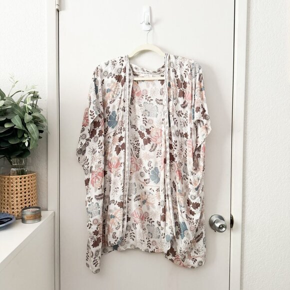 🦋 LOFT Floral Bohemian Boho Kimono Cover Up Garden Size XS/S - Picture 2 of 5